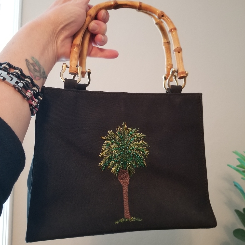 Palm Tree Embroidered Purse